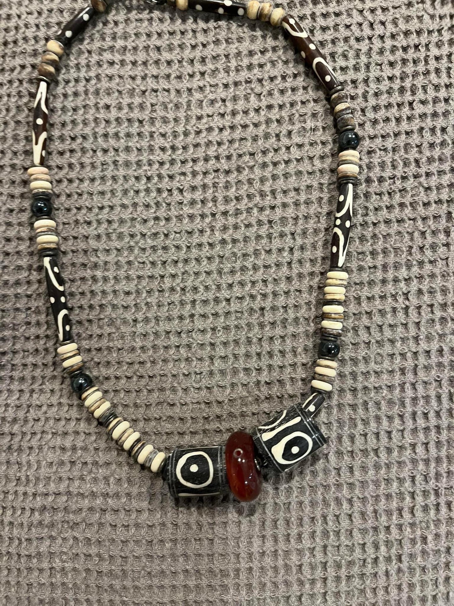 Tribal bone beads, large hole beads.