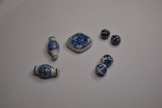 Asian Blue and White Porcelain beads
