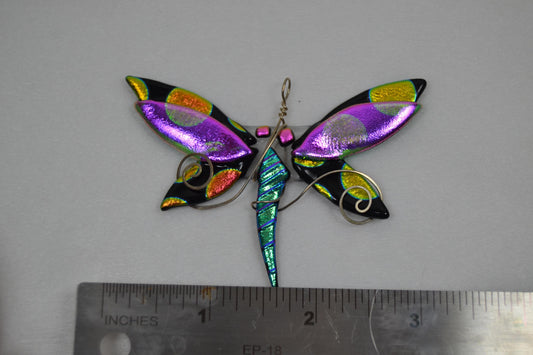 Dichroic Glass Dragonfly Pendants
