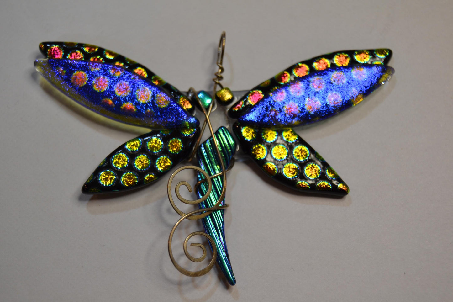 Dichroic Glass Dragonfly Pendants