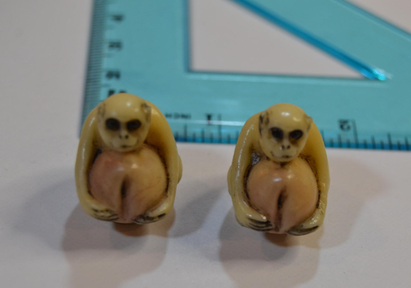 Hand Carved Tagua Nut Netsuke Dragon Hatchlings, Monkeys and cats
