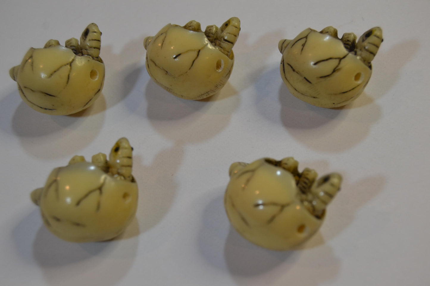 Hand Carved Tagua Nut Netsuke Dragon Hatchlings, Monkeys and cats