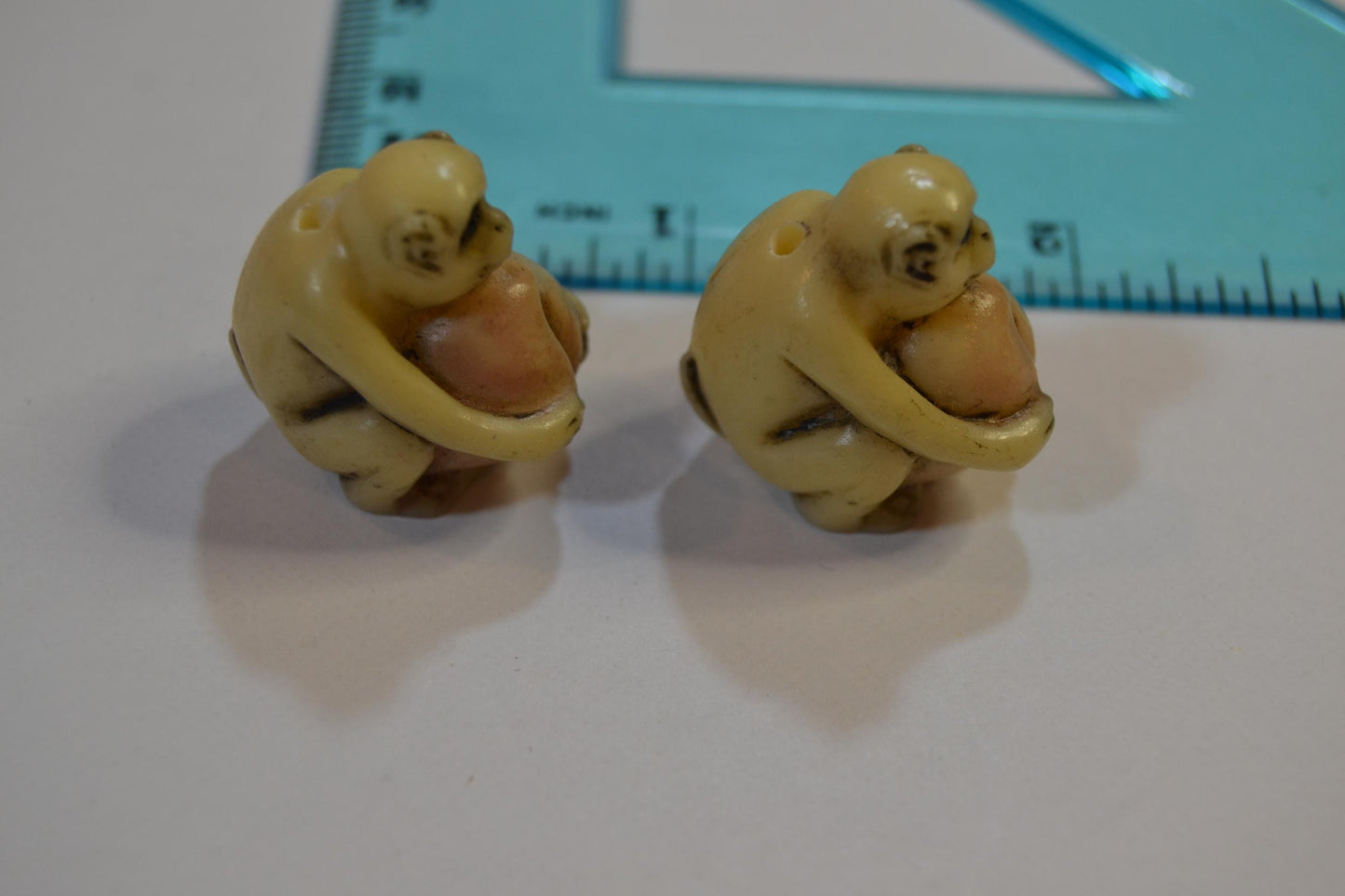 Hand Carved Tagua Nut Netsuke Dragon Hatchlings, Monkeys and cats