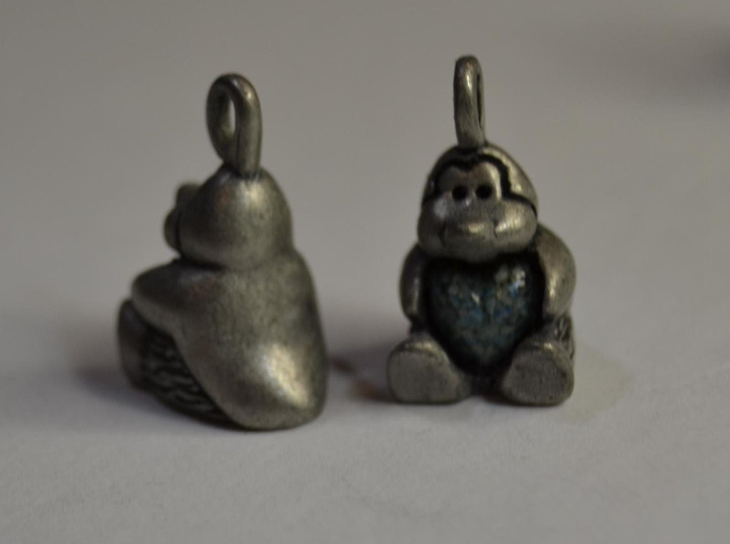 Pewter Animal Charms with heart inlay, 12mm wide