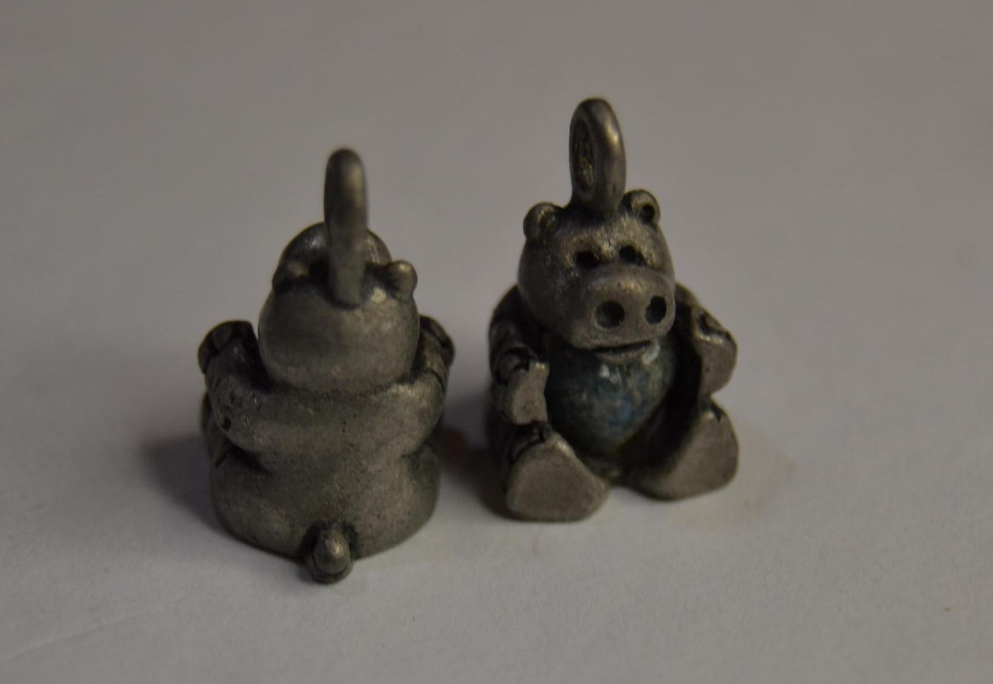 Pewter Animal Charms with heart inlay, 12mm wide