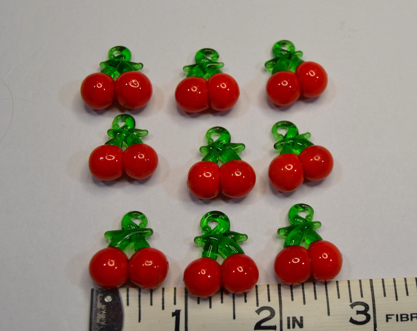 Glass food beads, Garlic, cherries, and strawberries