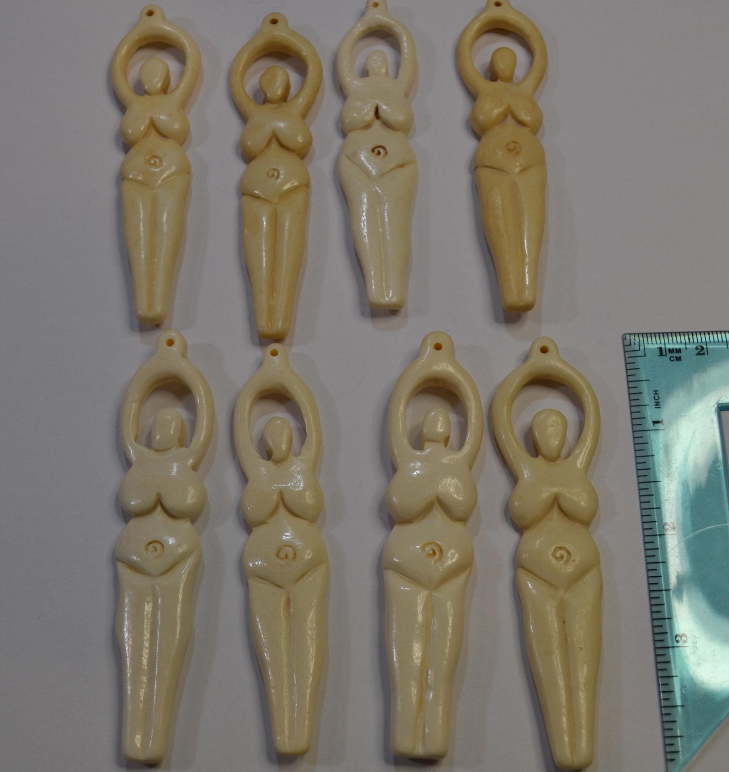 Carved Bone Goddess,  double sided 4" long
