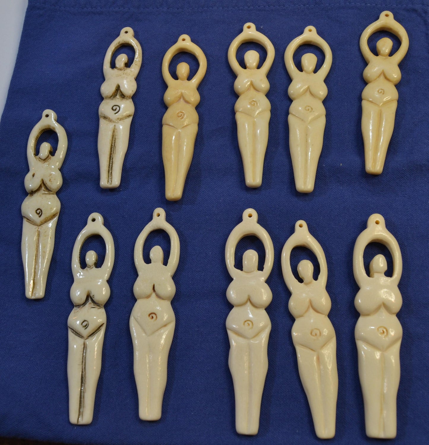 Carved Bone Goddess,  double sided 4" long