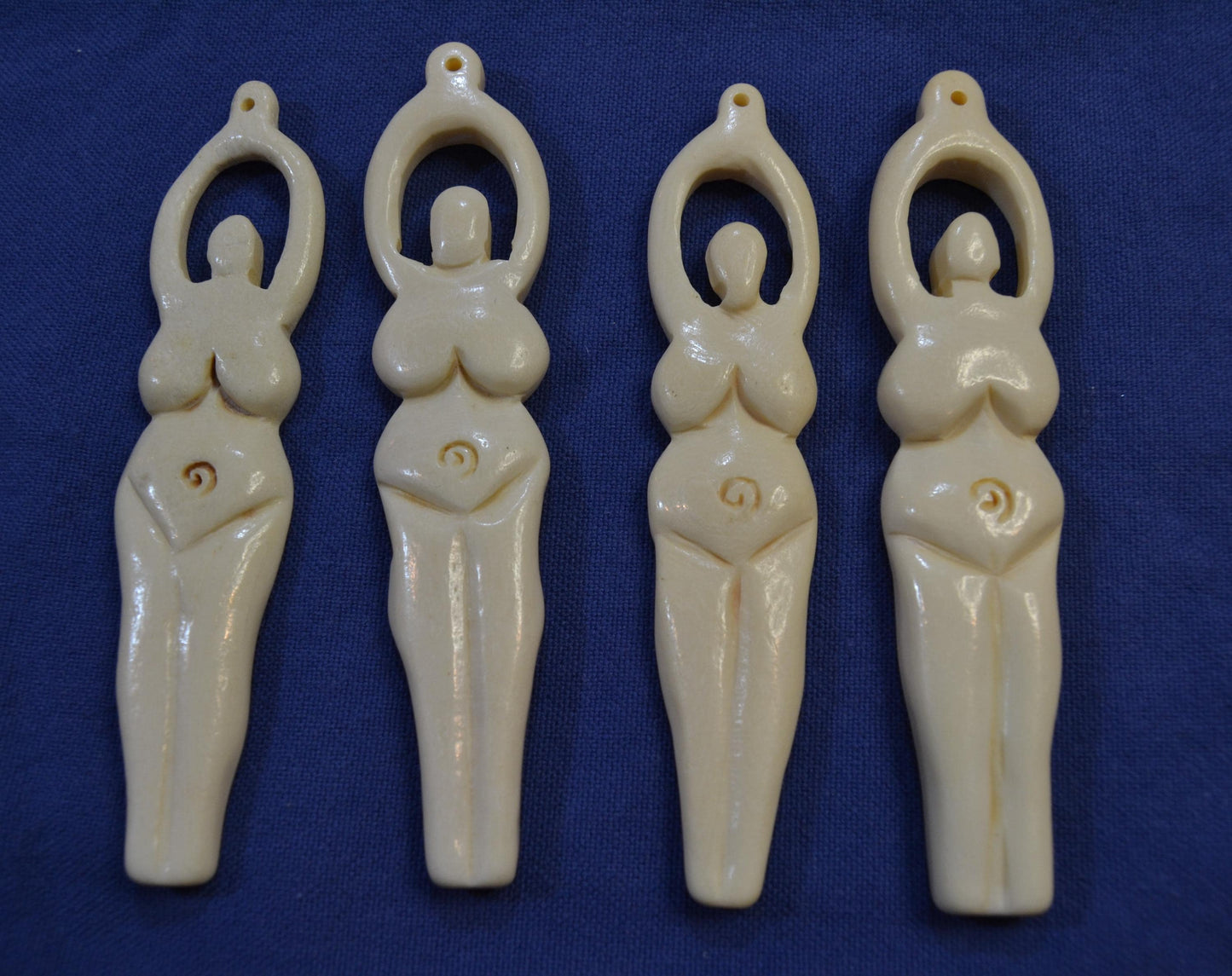 Carved Bone Goddess,  double sided 4" long
