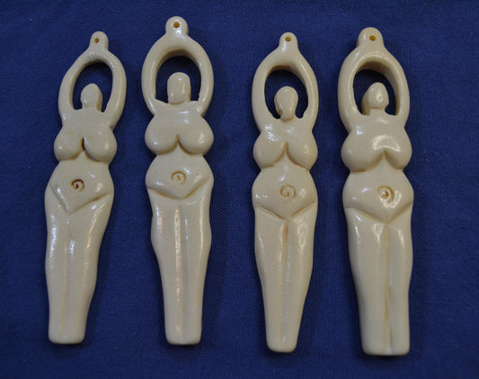 Carved Bone Goddess,  double sided 4" long
