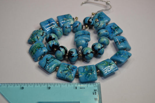 Lampworked Glass Bead Sets in blues