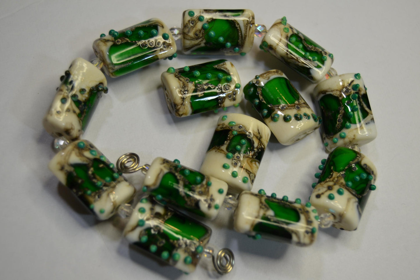 Lampworked Glass Bead Sets in Greens