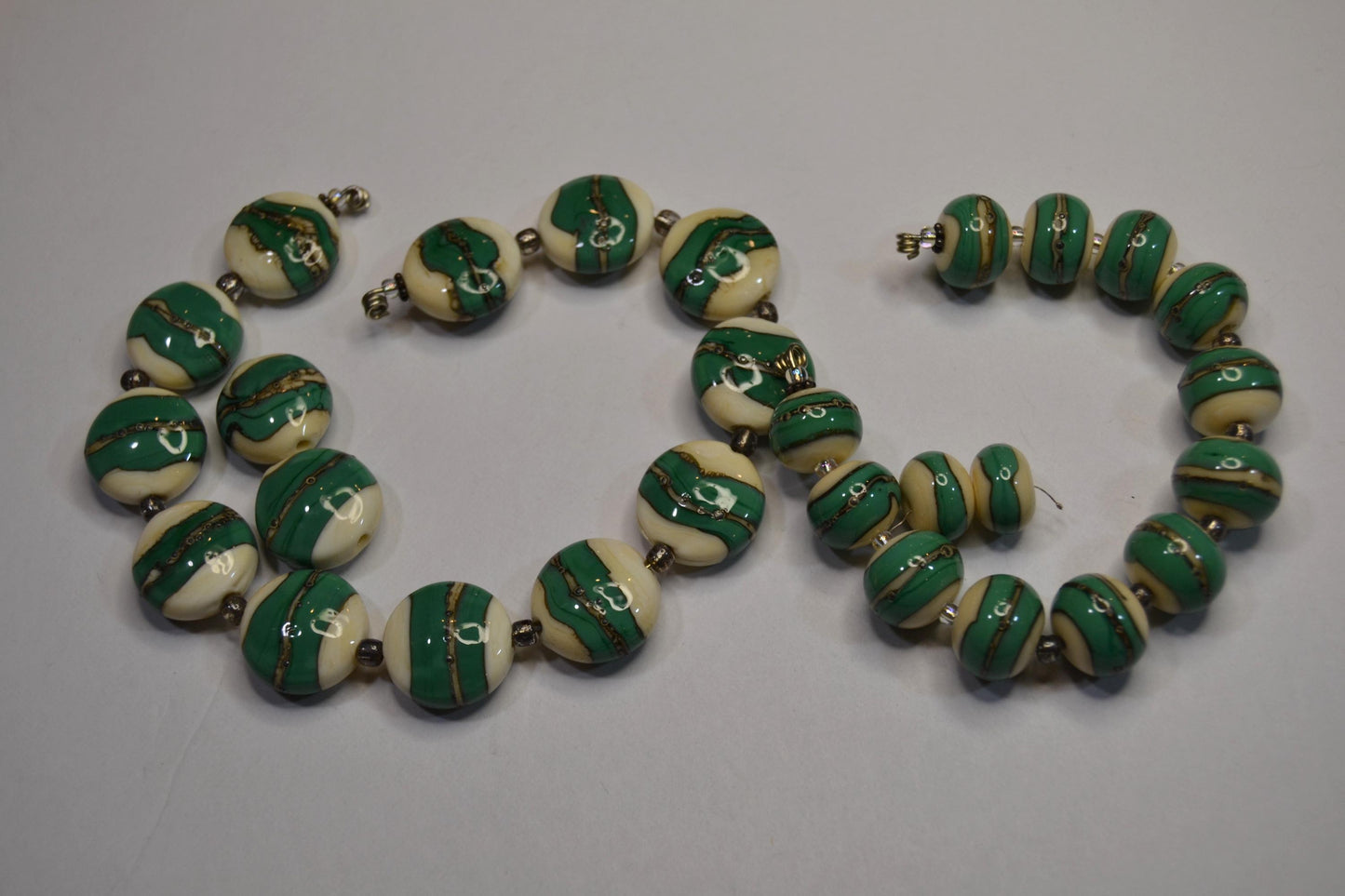 Lampworked Glass Bead Sets in Greens