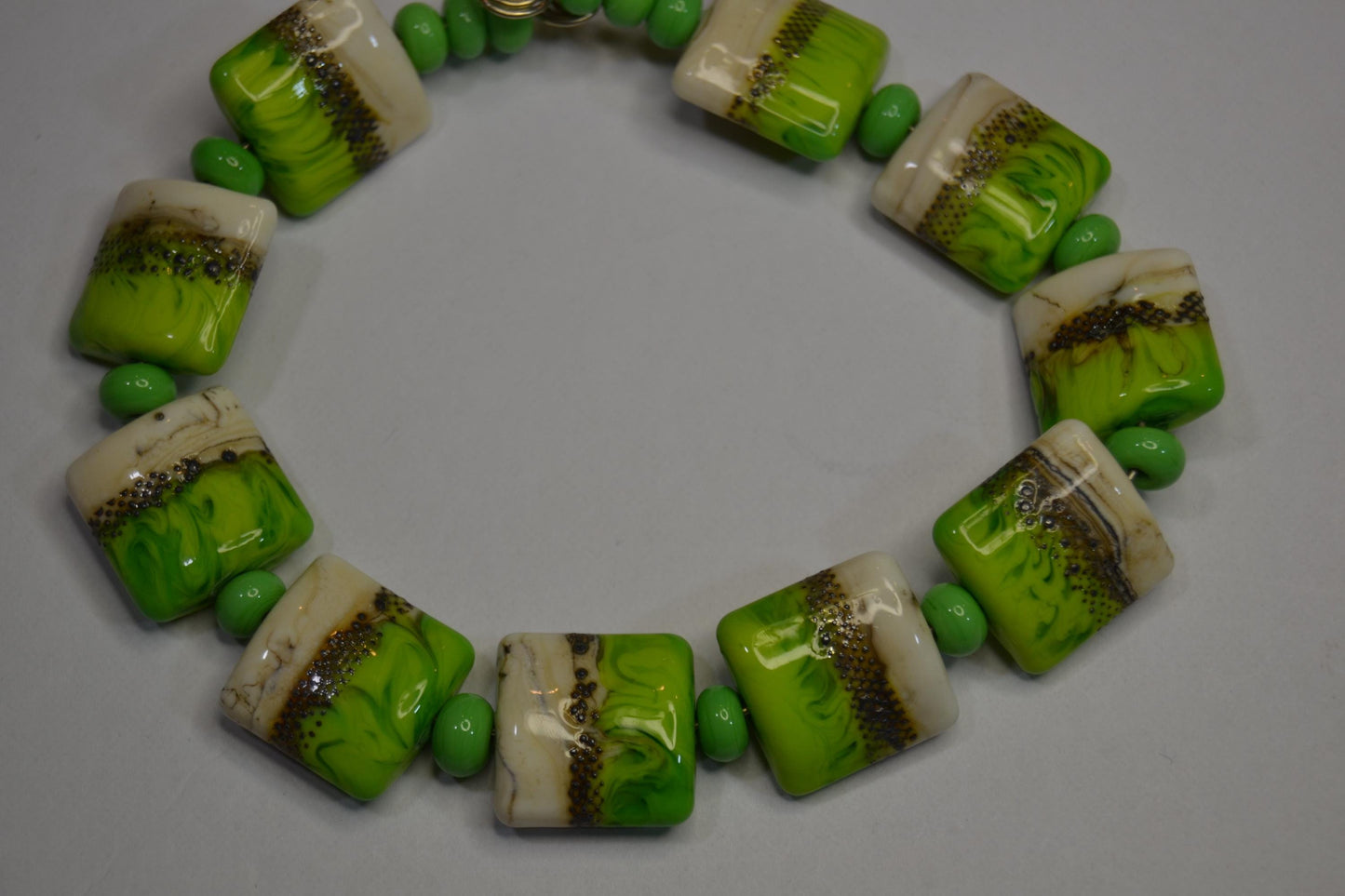 Lampworked Glass Bead Sets in Greens