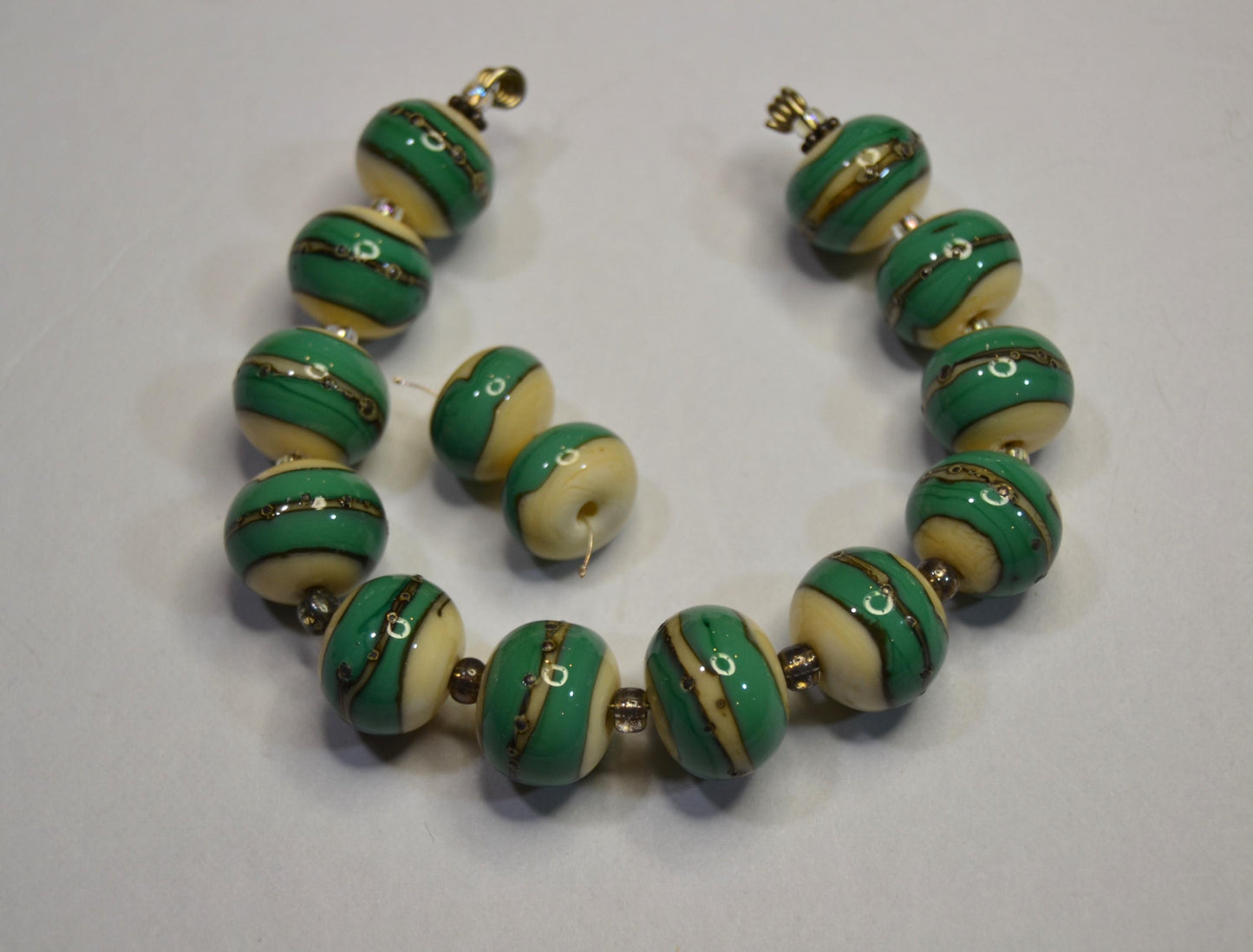 Lampworked Glass Bead Sets in Greens