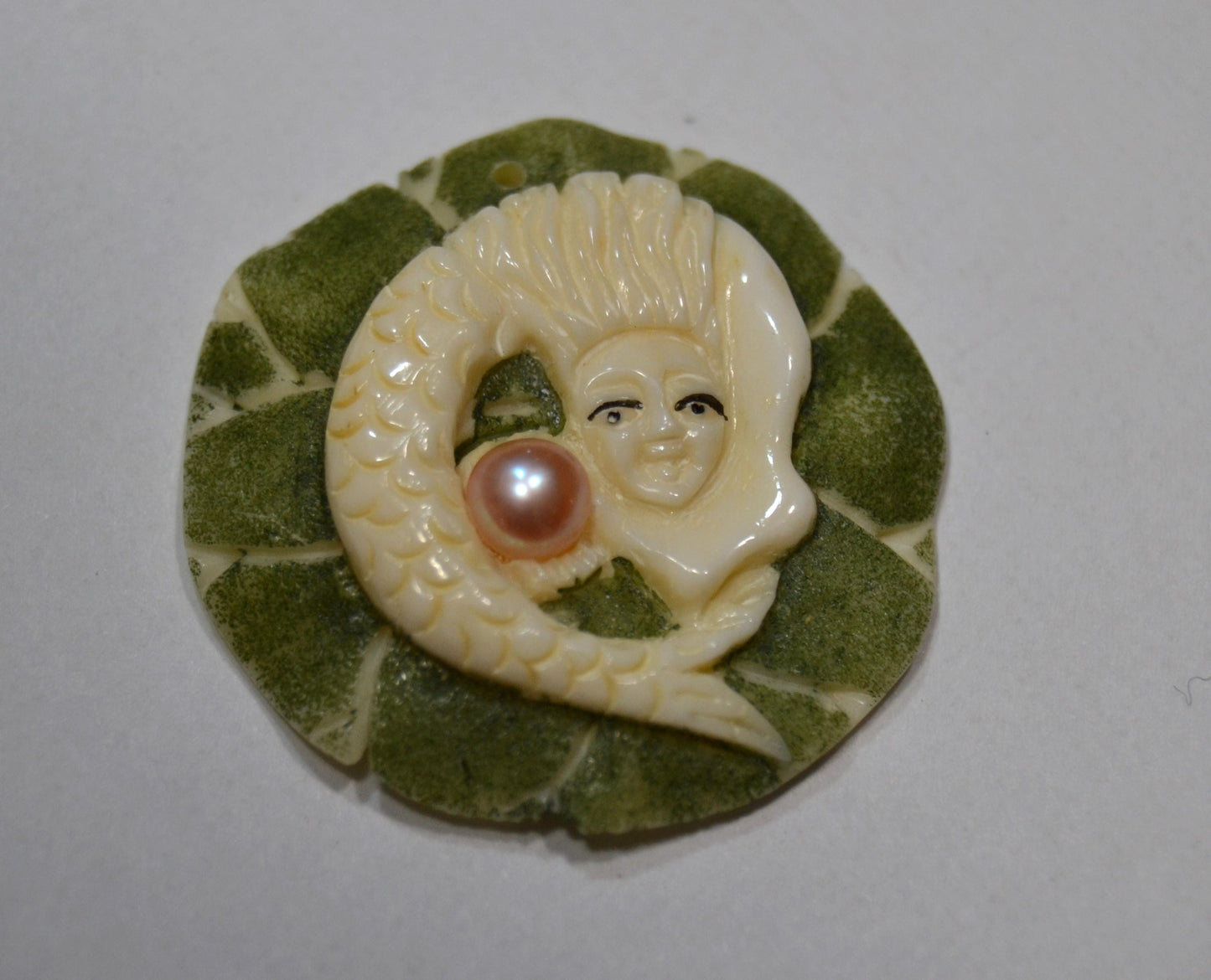 Lilypad, hand carved beads, frogs, turtles, mermaid