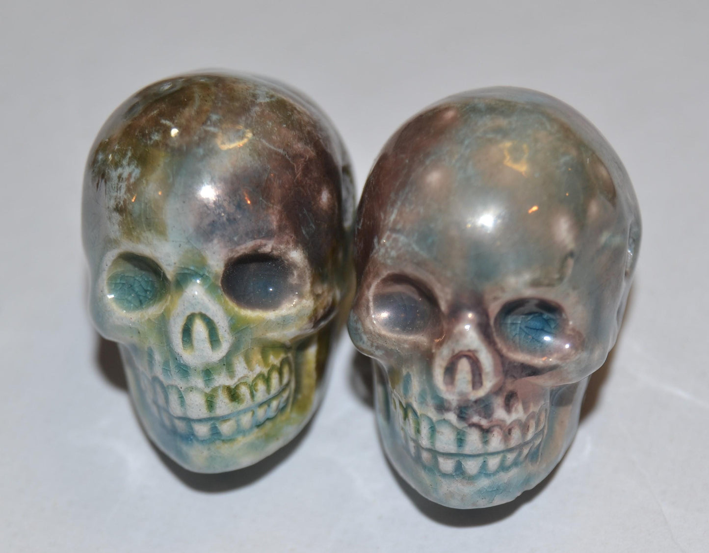 Peruvian Skull bead, glazed sold in pairs