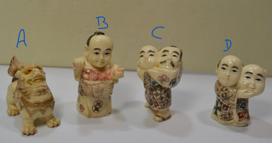 Big Netsuke, Foo Dog, People figurines