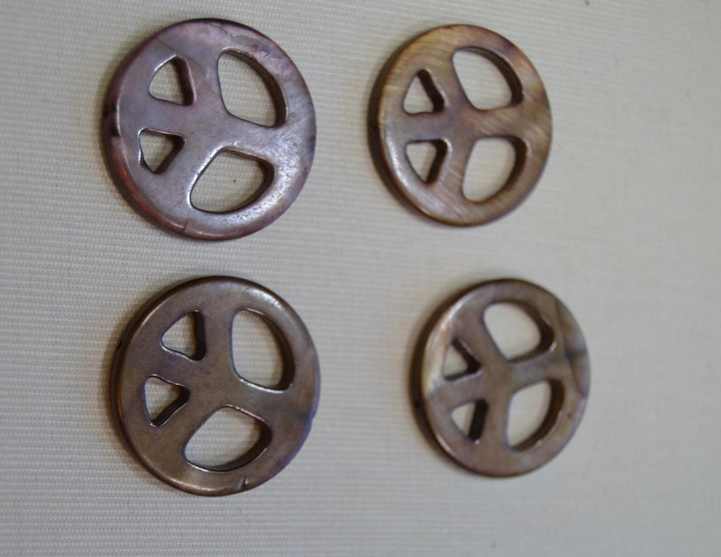 Shell  Peace sign beads, lot of four