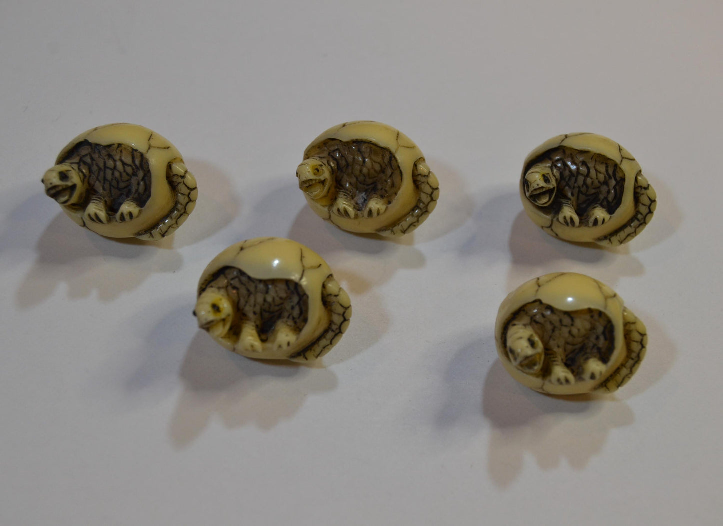 Hand Carved Tagua Nut Netsuke Dragon Hatchlings, Monkeys and cats