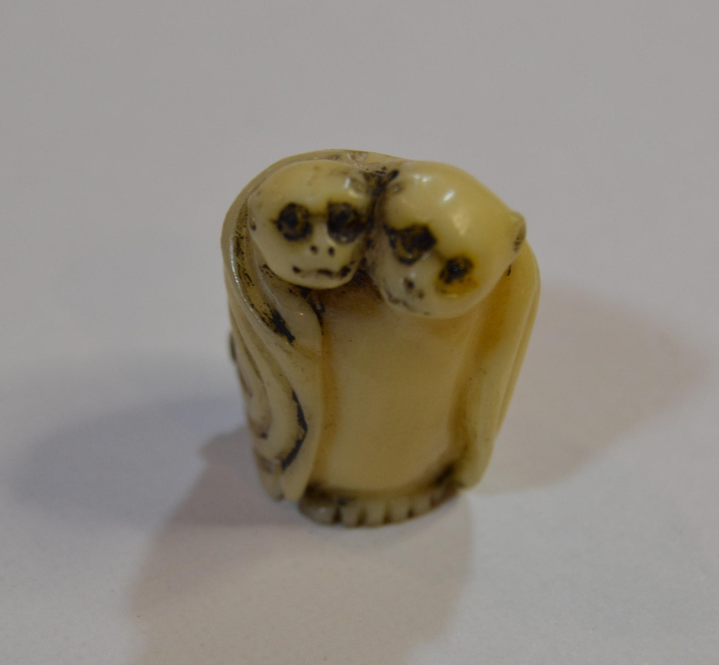 Netsuke hand-carved tagua nut beads, Bats and birds