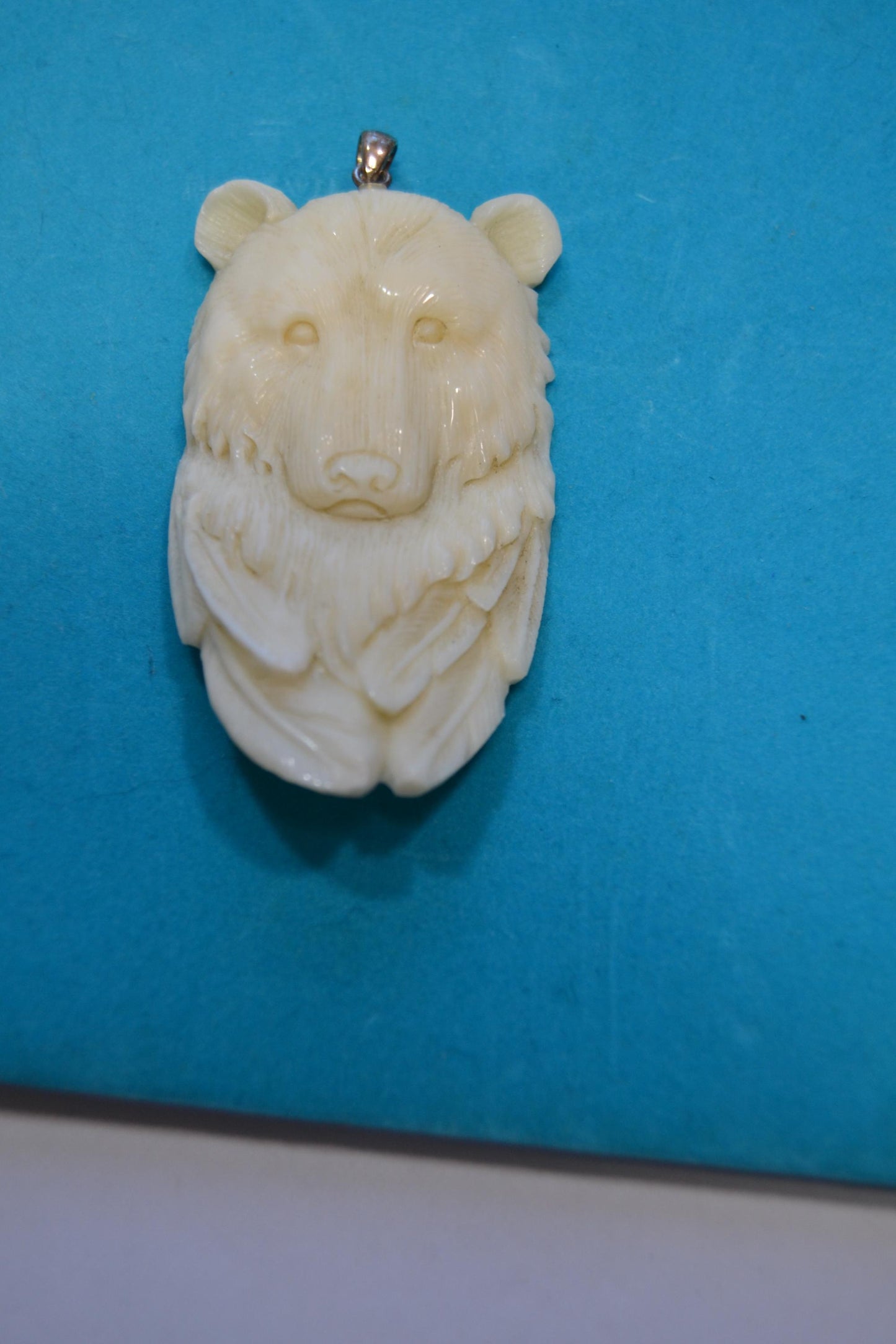Hand carved bone pendants bears, horse head, eagle w/moon,