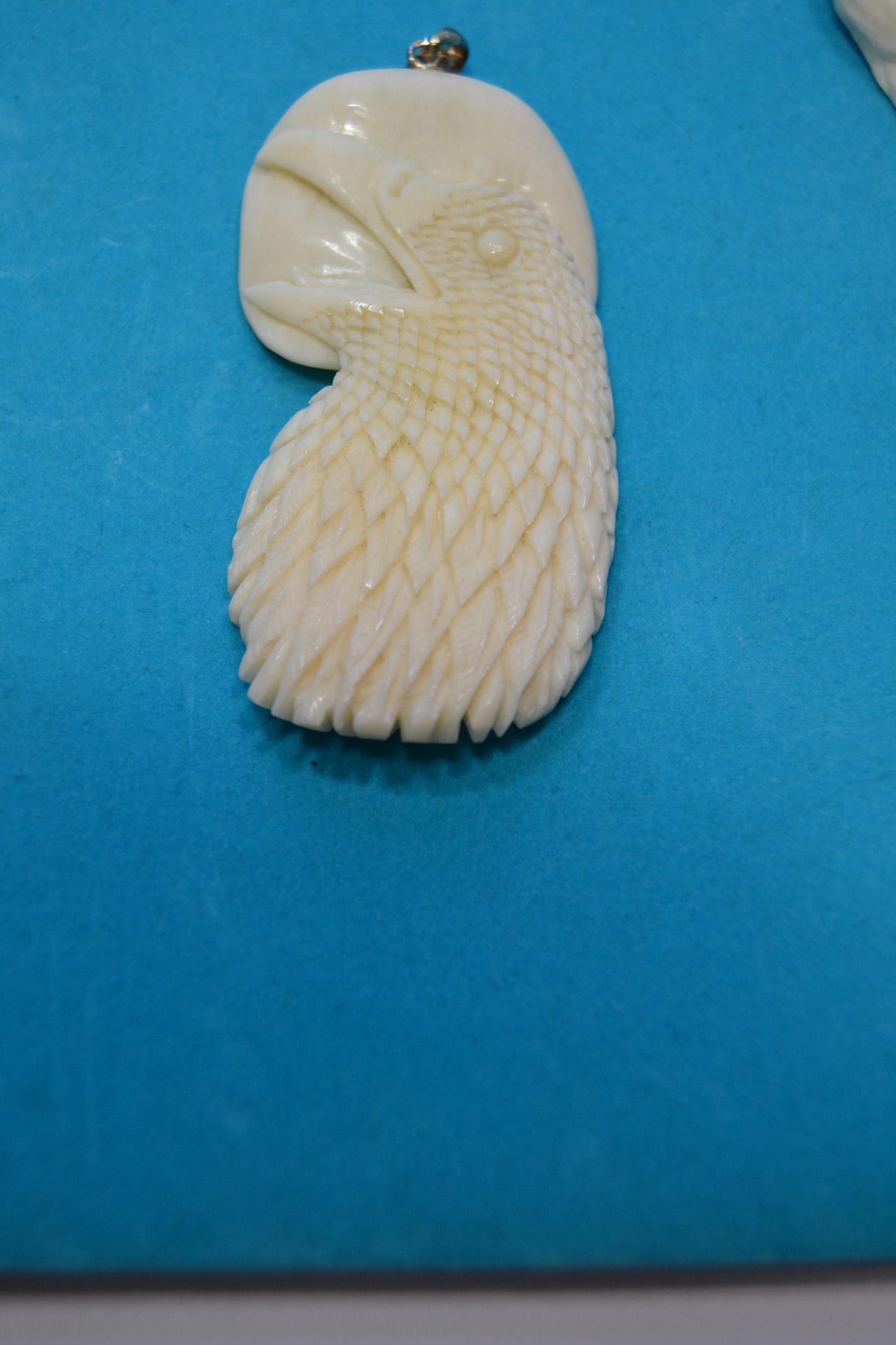 Hand carved bone pendants bears, horse head, eagle w/moon,
