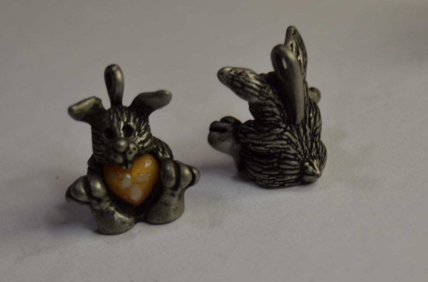 Pewter Animal Charms with heart inlay, 12mm wide