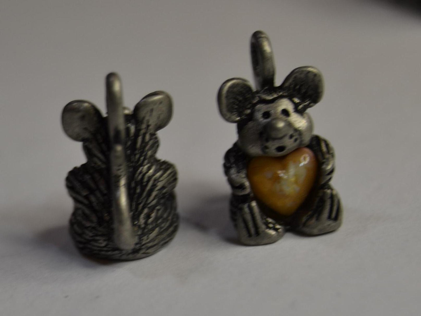 Pewter Animal Charms with heart inlay, 12mm wide