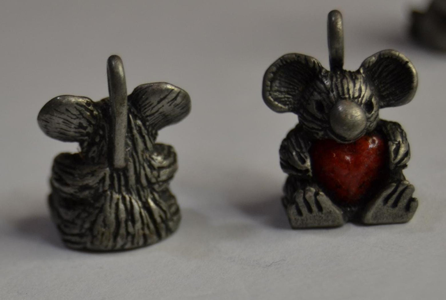 Pewter Animal Charms with heart inlay, 12mm wide