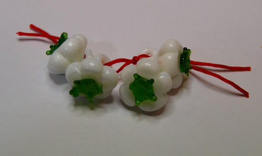 Glass food beads, Garlic, cherries, and strawberries