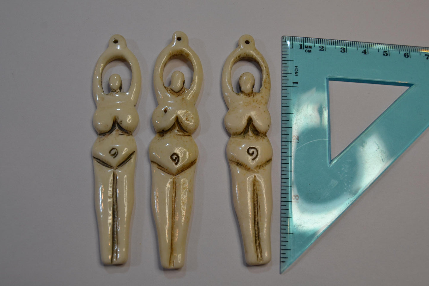 Carved Bone Goddess,  double sided 4" long
