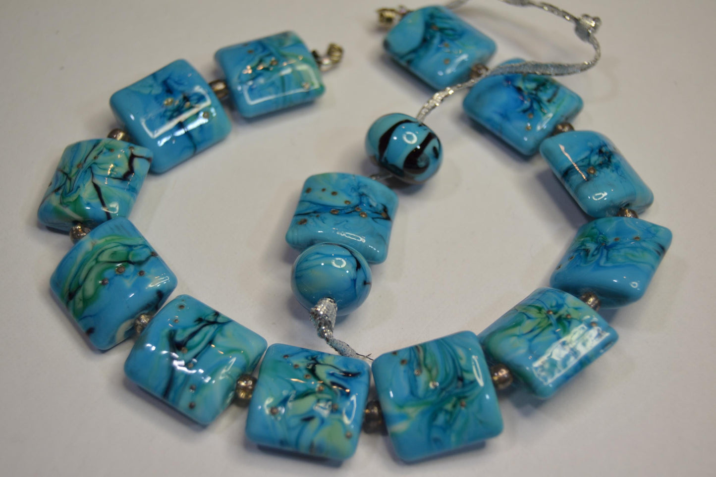 Lampworked Glass Bead Sets in blues