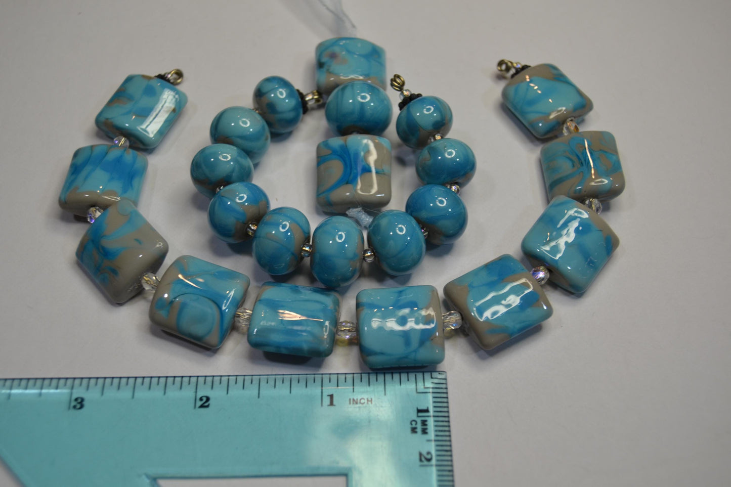 Lampworked Glass Bead Sets in blues