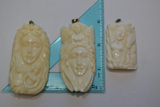 Hand-Carved Fairy/Face Pendants