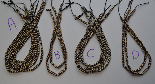 Batik tribal beads, 1" long, Black/brown and white