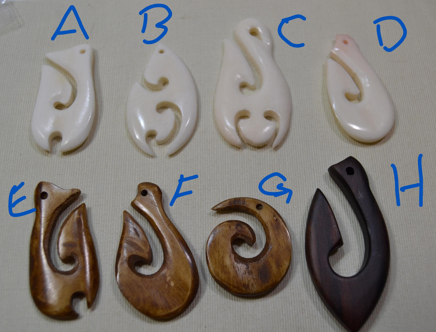 Tribal Fishhooks, hand carved