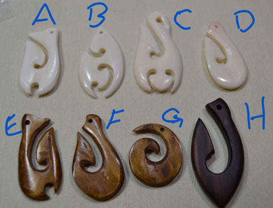 Tribal Fishhooks, hand carved