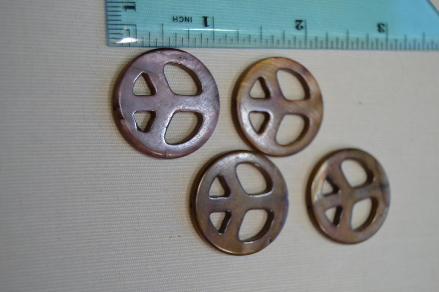 Shell  Peace sign beads, lot of four