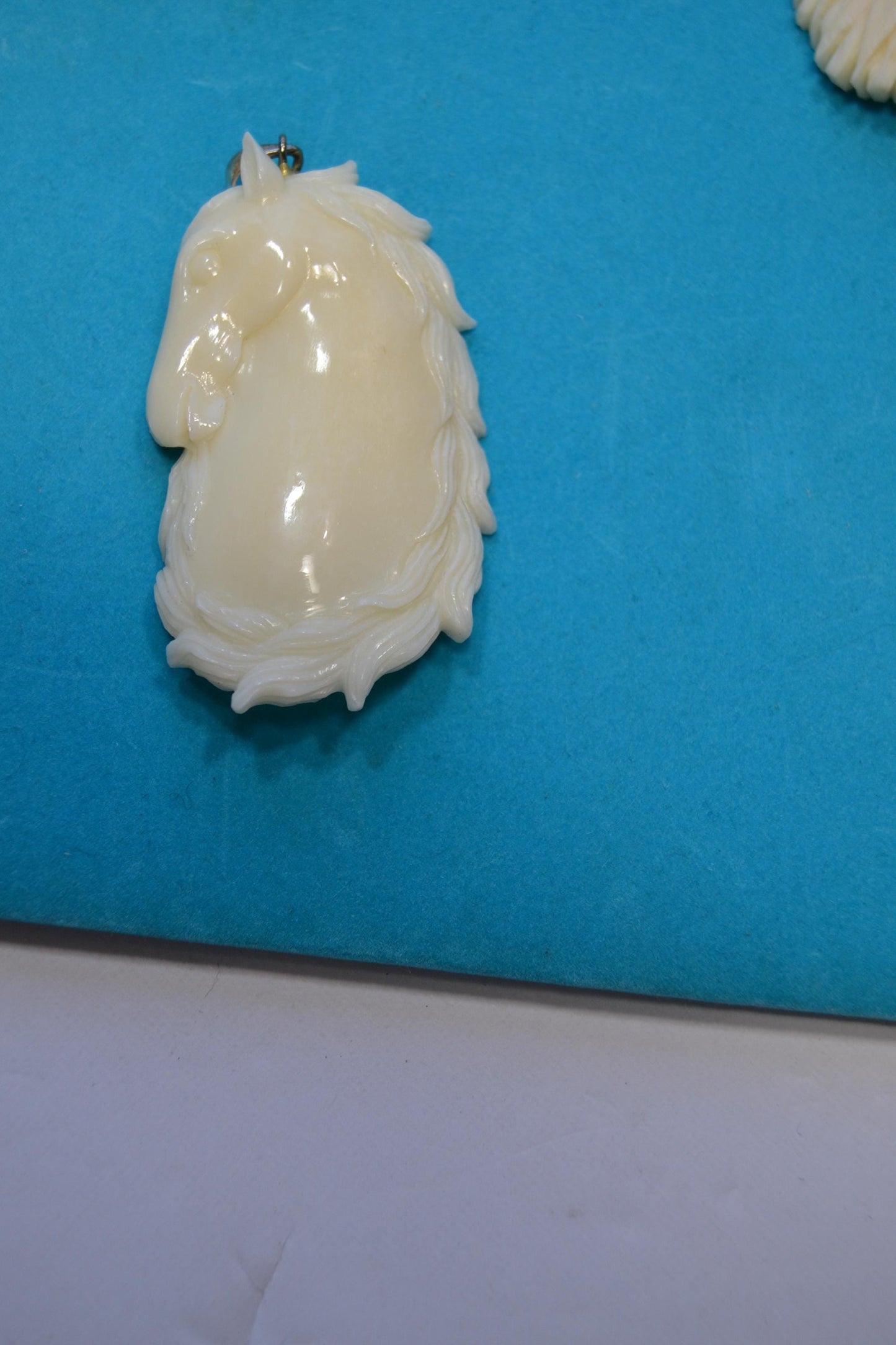 Hand carved bone pendants bears, horse head, eagle w/moon,