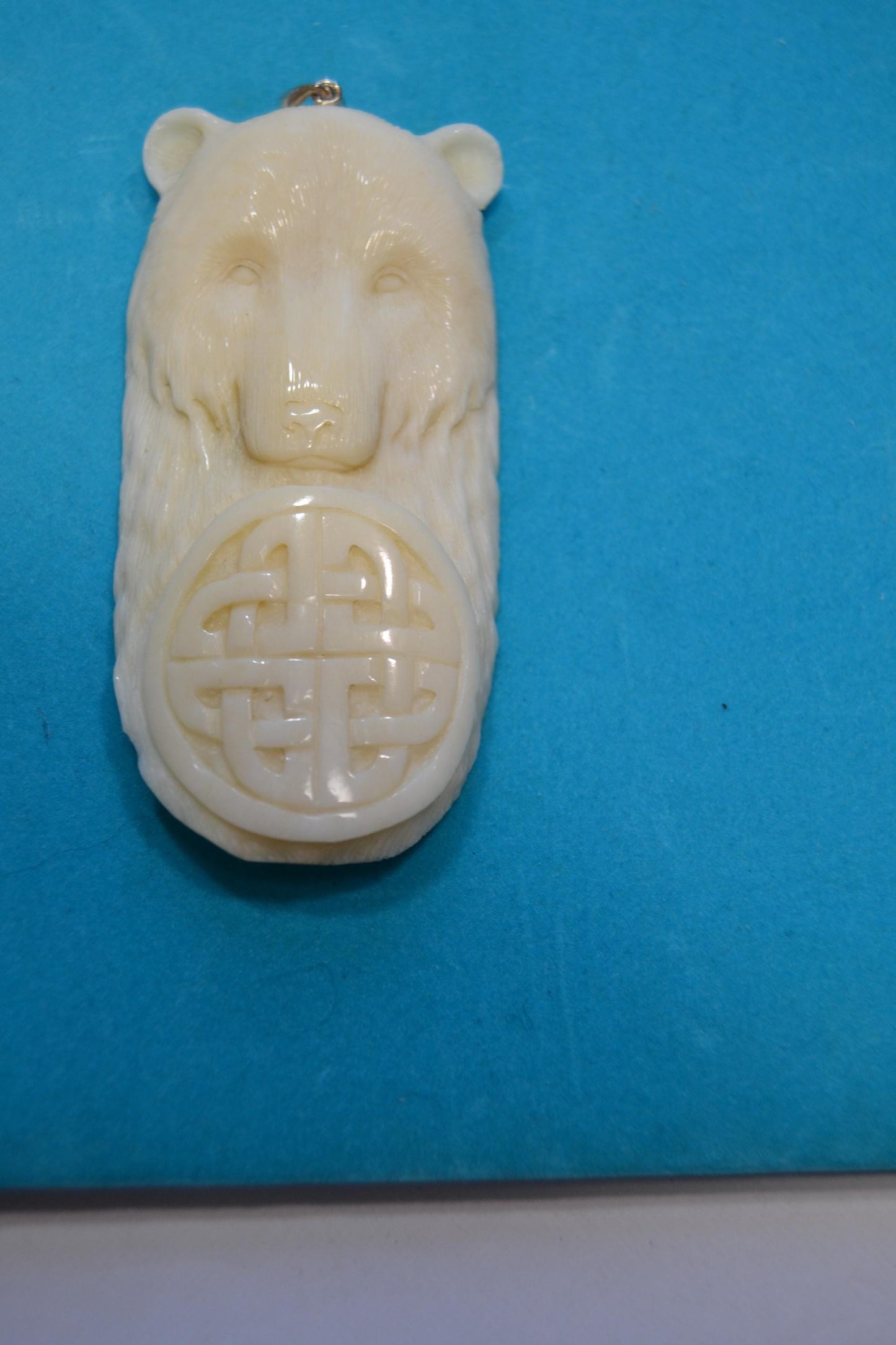 Hand carved bone pendants bears, horse head, eagle w/moon,