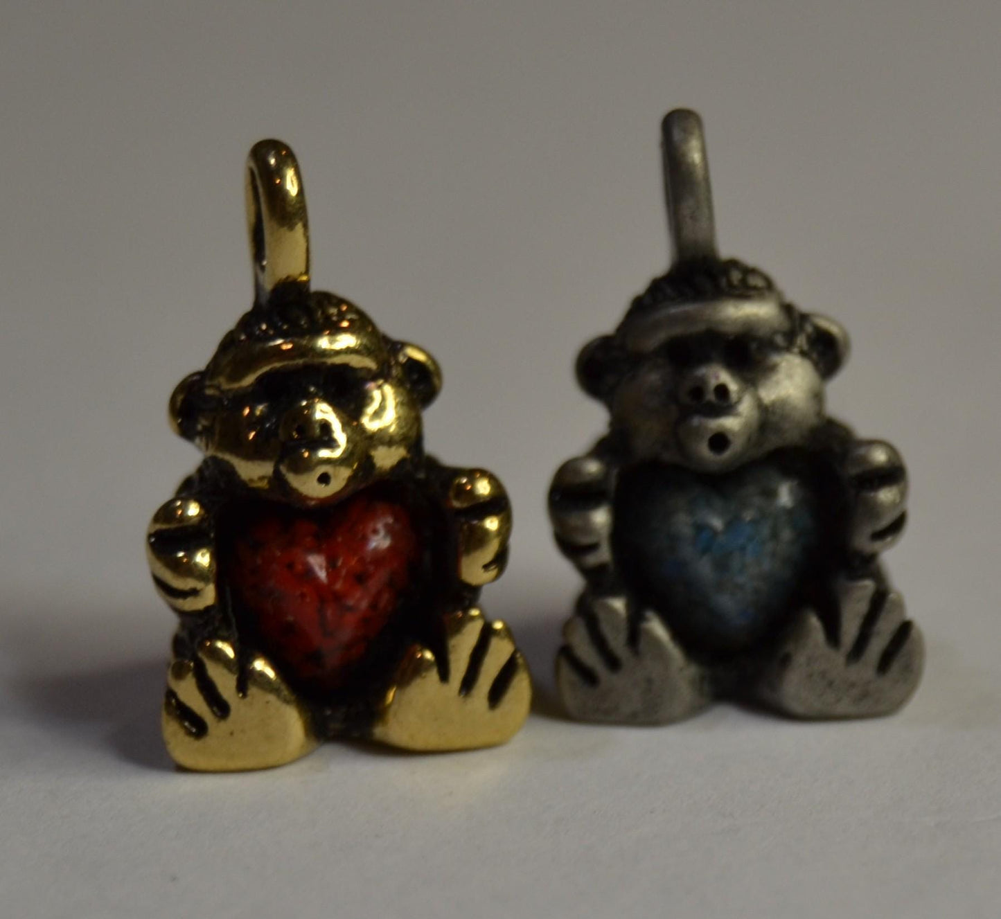 Pewter or Gold tone plated animal charms with heart inlay, 12mm wide