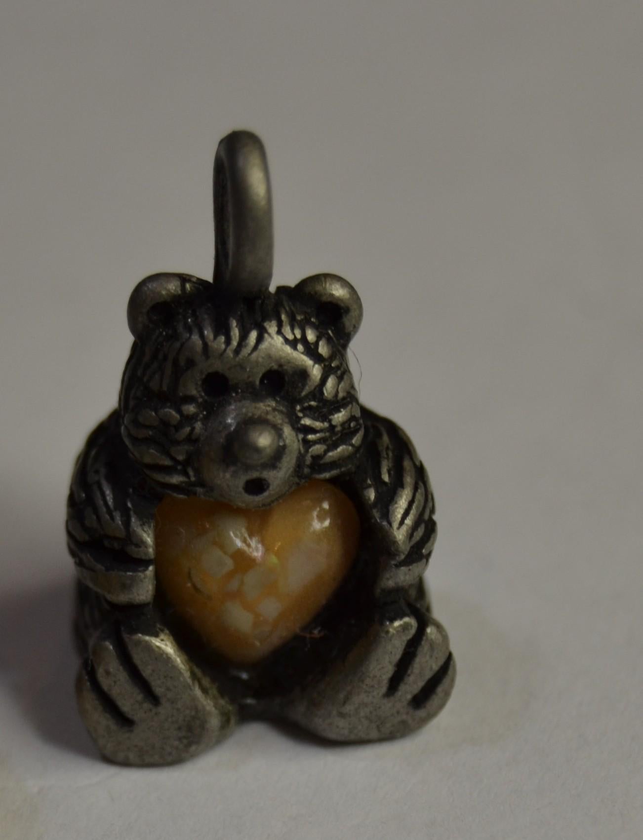 Pewter Animal Charms with heart inlay, 12mm wide