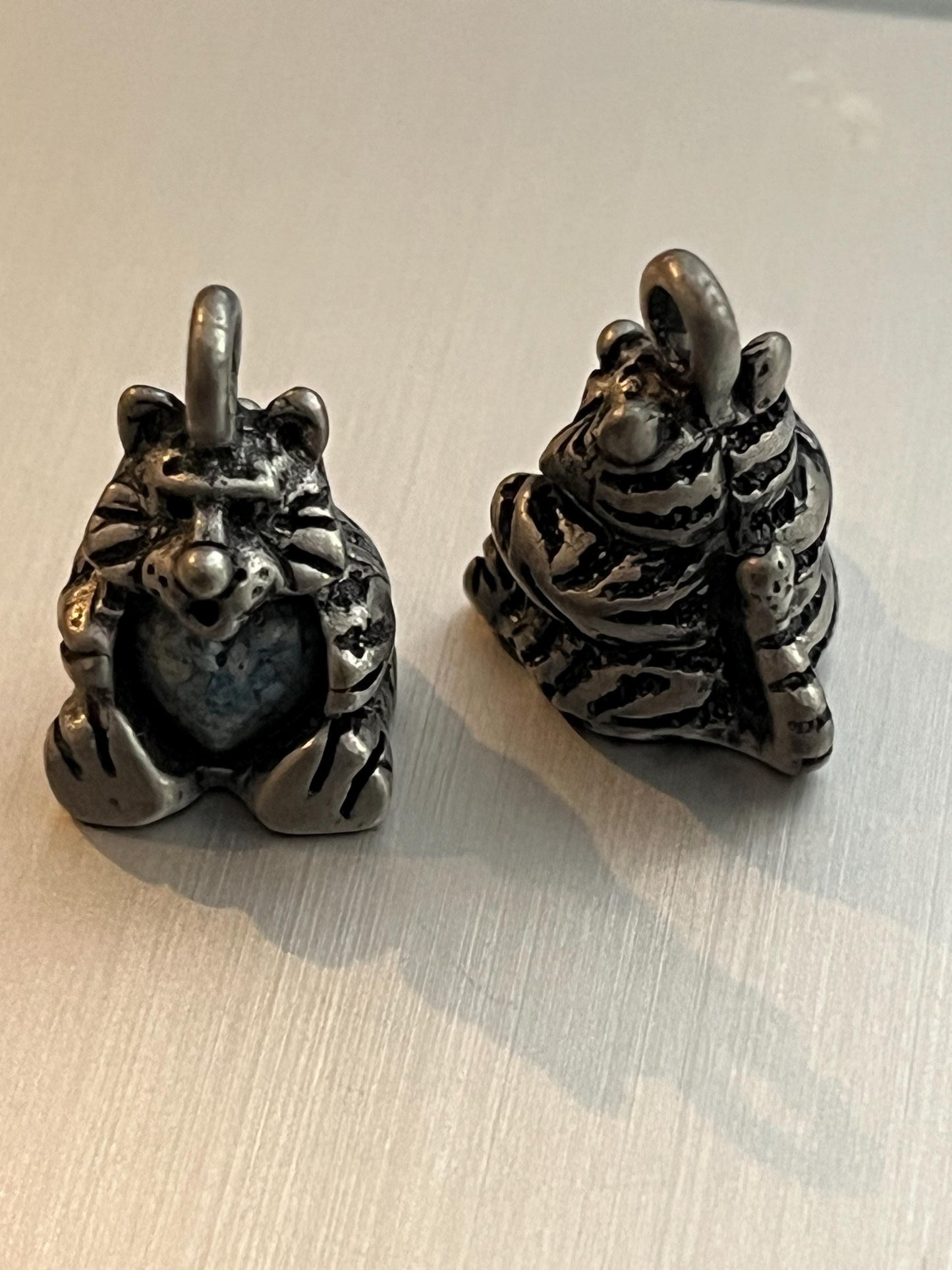 Pewter Animal Charms with heart inlay, 12mm wide