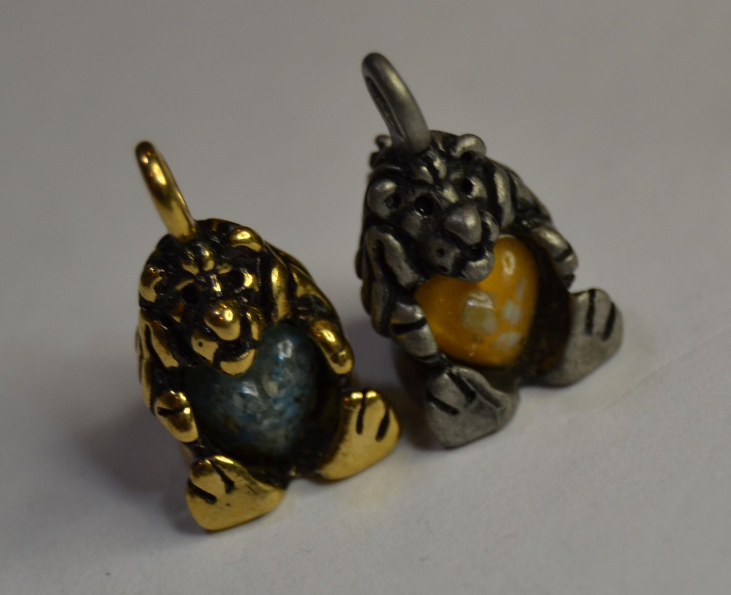 Pewter or Gold tone plated animal charms with heart inlay, 12mm wide