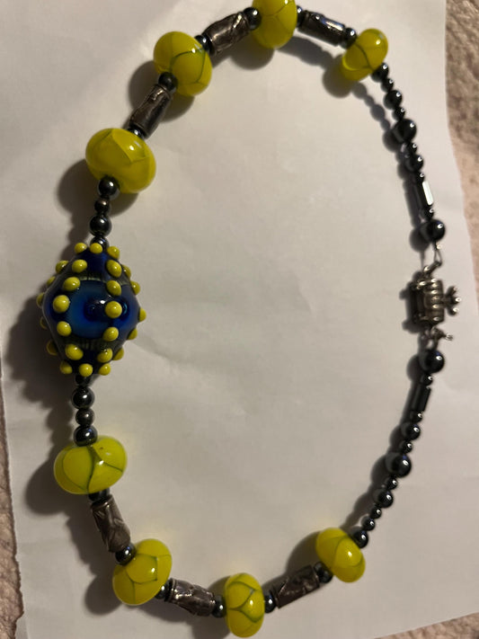 Glass and Hematite choker