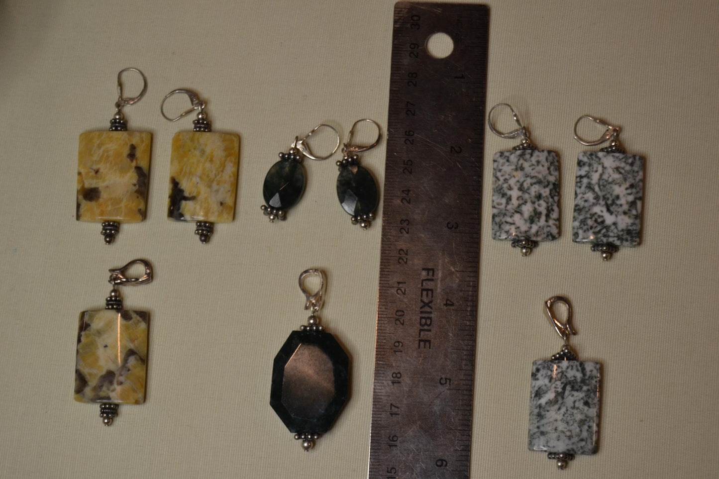 Agate Earring, clip on pendant sets