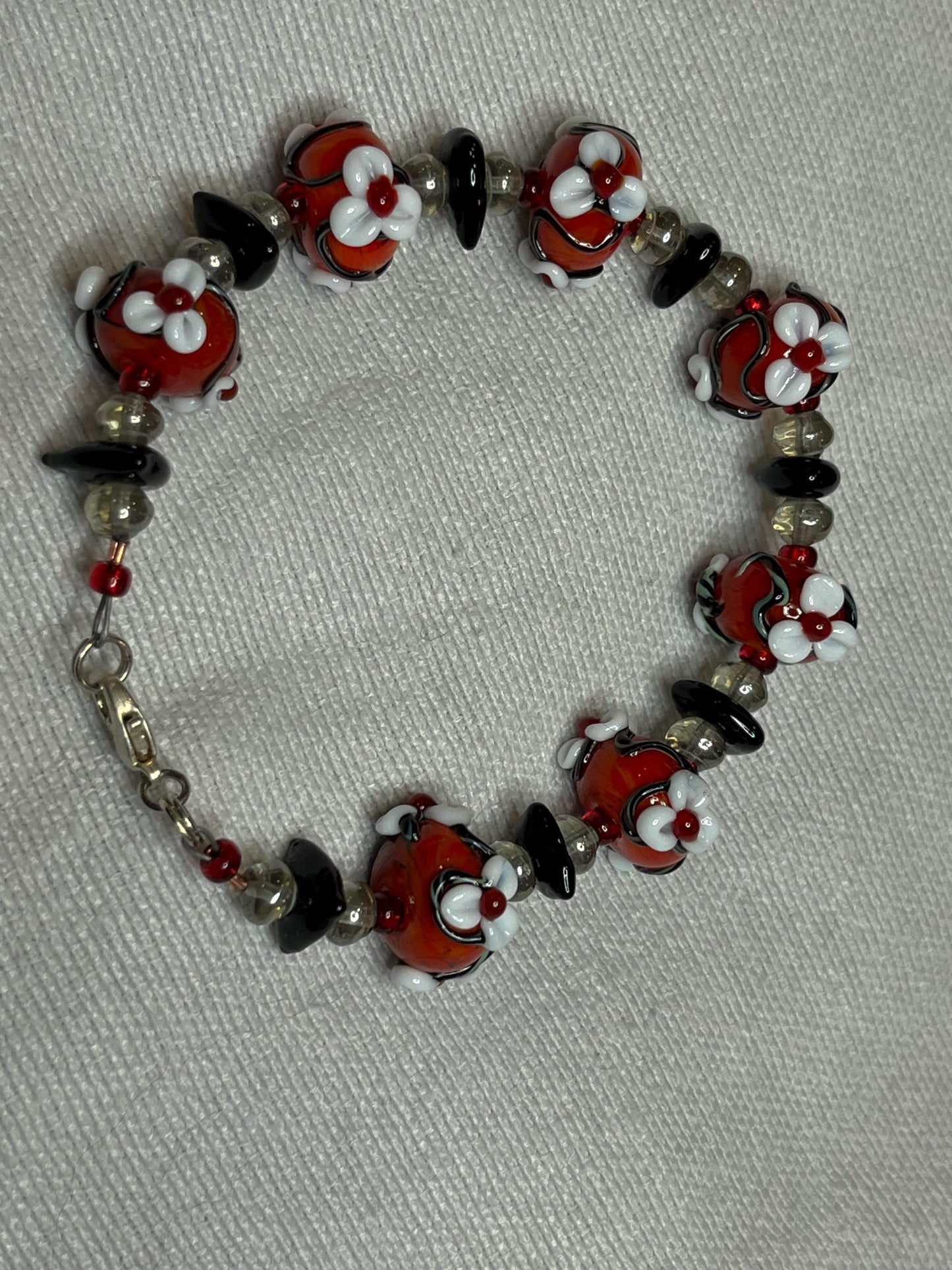 Cherry Blossom lampwork bracelet