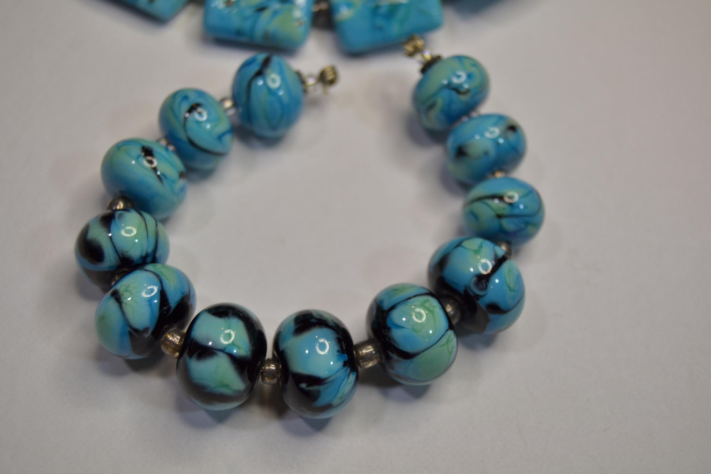 Lampworked Glass Bead Sets in blues