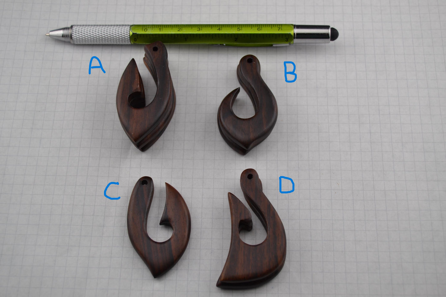Maori tribal fish hooks - Wood